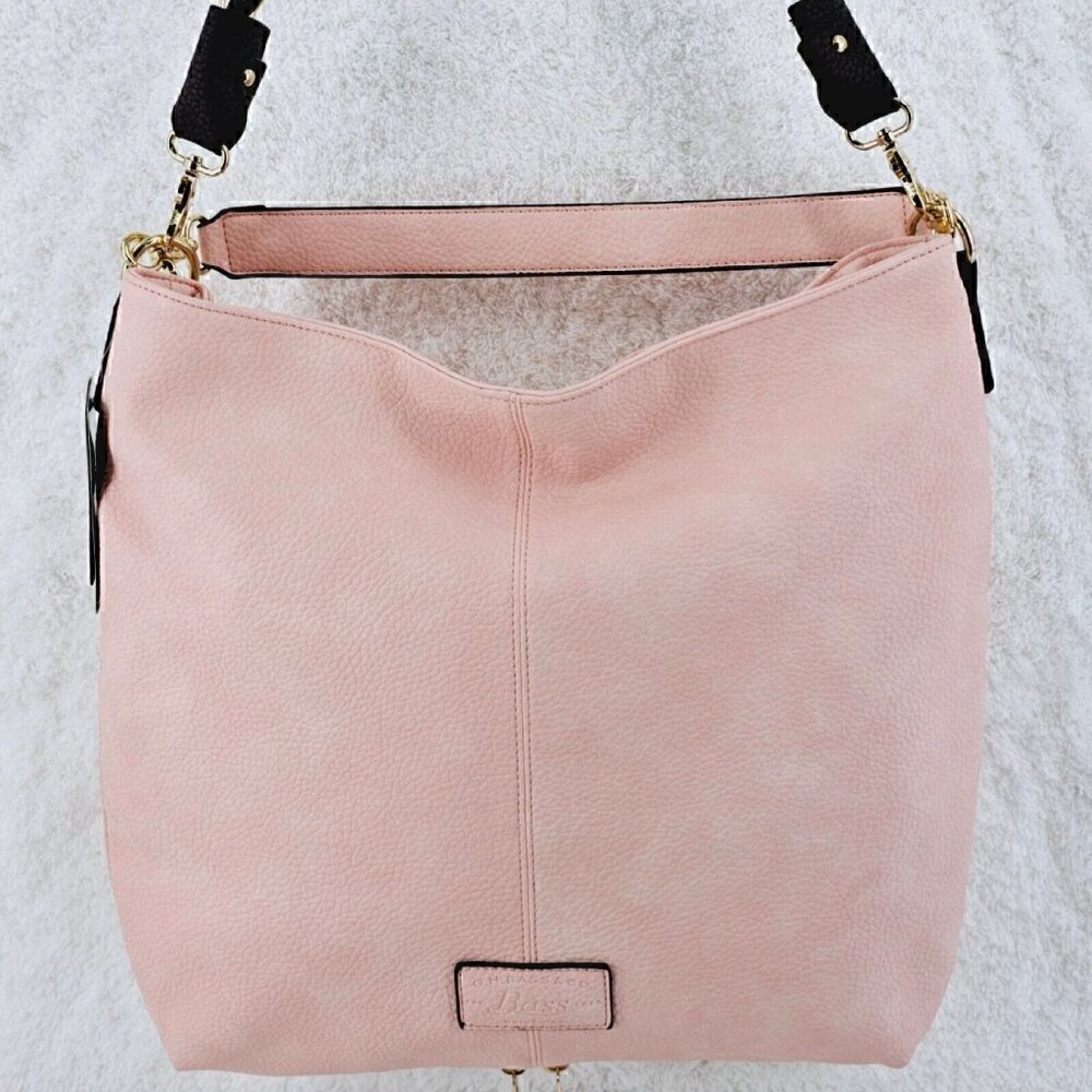 G.H.Bass & Co. Blush Pink Faux  Pebble Leather 3 In 1 Hobo Shoulder Bag